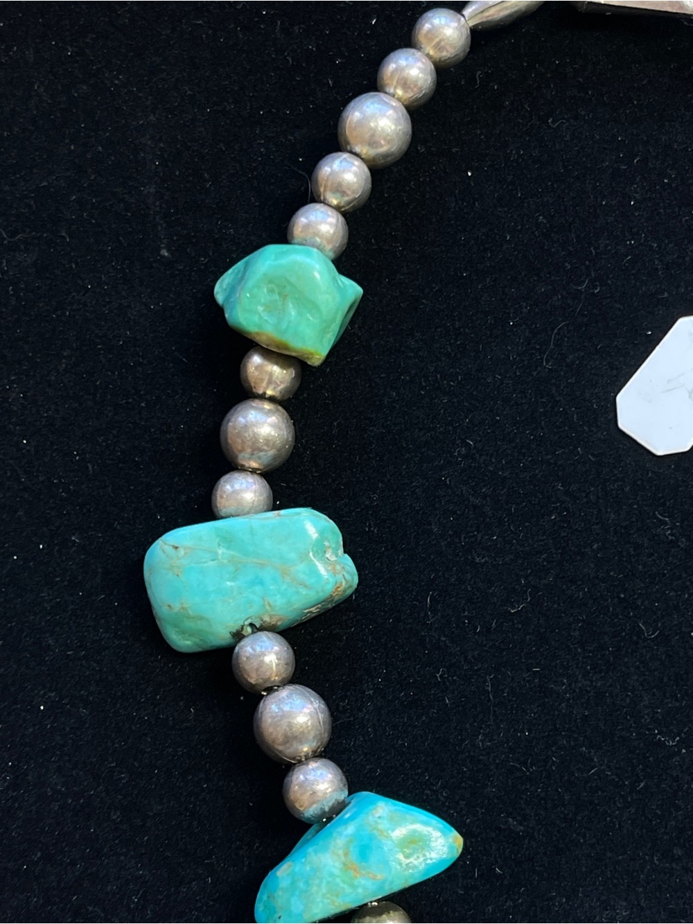 Vintage Mid 20c Native American Handmade Turquoise Naja & Navajo Pearl Necklace - Picture 6 of 10